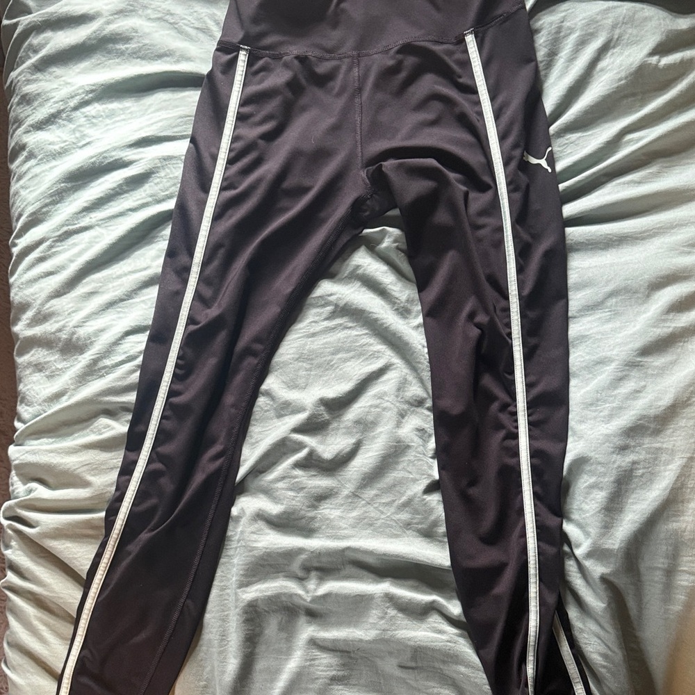 Puma Black Leggings with mint green Accents
